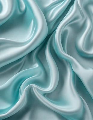 The primary subject of the image is a close-up of a white fabric, possibly a sheet or a curtain. The setting is a room with a blue background, which adds a contrasting color to the scene. The visual style appears to be a digital art or illustration, as the fabric is depicted in a detailed and artistic manner. The colors and mood of the image are predominantly white and blue, creating a calm and serene atmosphere.