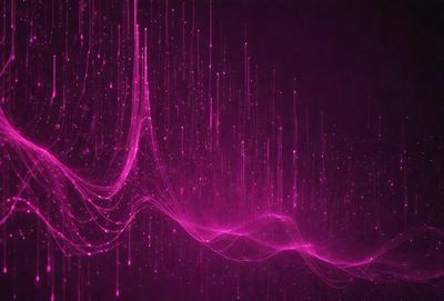 The primary subject of the image is a purple background with a pink hue. The setting is a dark room, and the visual style appears to be a digital art or illustration. The dominant colors and overall atmosphere are a mix of purple and pink, creating a visually appealing and somewhat surreal scene.