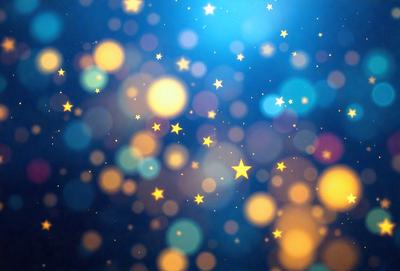 The primary subject of the image is a brightly lit starry night sky. The setting is a dark background, which contrasts with the bright stars. The visual style is a combination of a photo and digital art, creating a unique and captivating atmosphere. The colors and mood are predominantly warm and inviting, with the bright stars and the dark sky creating a sense of wonder and tranquility.