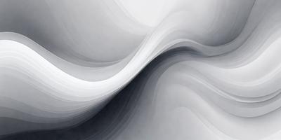 The primary subject of the image is a large, abstract painting featuring a wave-like pattern. The setting is a white wall, which serves as the background for the painting. The visual style of the image is a combination of digital art and illustration, creating a unique and artistic representation of the wave pattern. The dominant colors in the painting are shades of gray, which contribute to the overall mood of the piece.