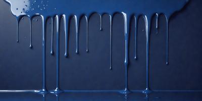 The primary subject of the image is a blue surface with dripping blue paint. The setting is a dark background, and the visual style appears to be a digital art or illustration. The dominant colors are blue, and the overall atmosphere is moody and dramatic.