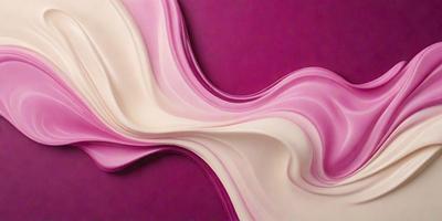 The primary subject of the image is a large, curved piece of pink fabric. The setting is a purple background, which creates a striking contrast with the pink fabric. The visual style appears to be a combination of a photo and digital art, as the fabric appears to be a blend of the two. The colors and mood of the image are predominantly pink and purple, giving it a soft and elegant appearance.