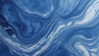 The primary subject of the image is a blue ocean with waves and ripples. The setting is the ocean, and the visual style is a photo. The dominant colors are blue and white, creating a serene and calming atmosphere.