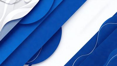 The primary subject of the image is a blue and white design, which appears to be a pattern or a piece of artwork. The setting is a white wall, and the visual style is a combination of digital art and illustration. The dominant colors are blue and white, creating a clean and modern atmosphere.