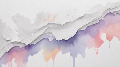The primary subject of the image is a mountainous landscape, with a mountain range and a valley. The setting is a white background, which provides a clean and minimalistic appearance. The visual style is a combination of digital art and illustration, creating a unique and artistic representation of the mountainous terrain. The dominant colors are purple and white, which contribute to a serene and calming atmosphere.
