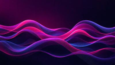 The primary subject of the image is a purple and pink wave pattern. The setting is a dark background, which contrasts with the vibrant colors of the wave pattern. The visual style is a digital art or illustration, as the wave pattern is created using a combination of colors and lines. The dominant colors are purple and pink, giving the image a calming and soothing atmosphere.