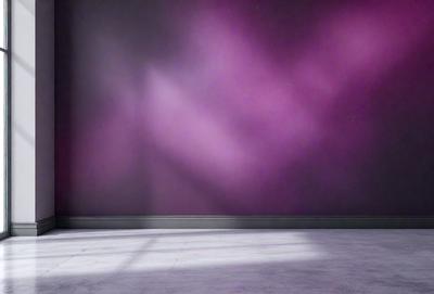 The primary subject of the image is a purple wall with a shadow cast on it. The setting is a room with a purple wall, and the visual style appears to be a photo. The dominant colors in the image are purple and white, creating a calm and serene atmosphere.