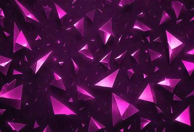 The primary subject of the image is a pattern of pink triangles. The setting is a purple background, which adds to the overall visual style. The image appears to be a digital art or illustration, as it features a complex and intricate design. The dominant colors are pink and purple, creating a warm and vibrant atmosphere.