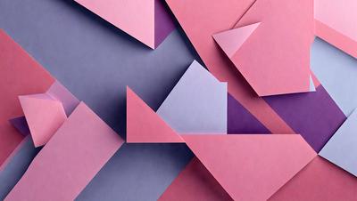 The primary subject of the image is a pink and purple paper cutout. The setting is a pink background, and the visual style is a combination of digital art and illustration. The dominant colors are pink and purple, creating a warm and inviting atmosphere.