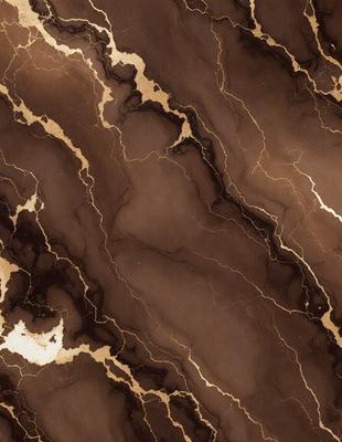 The primary subject of the image is a marble-like surface with a brown and gold color scheme. The setting is a dark room, and the visual style appears to be a combination of a photo and a drawing. The colors and mood of the image are rich and warm, creating an elegant and luxurious atmosphere.