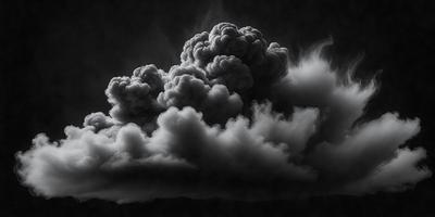 The primary subject of the image is a cloud, which is the main object, scene, or focus of the image. The setting/background features a dark sky, which adds to the overall atmosphere. The visual style of the image is a photo, capturing the cloud in its natural environment. The colors and mood of the image are predominantly dark, with the cloud being the main source of contrast and interest.