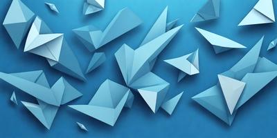 The primary subject of the image is a collection of blue paper airplanes. The setting is a blue background, which creates a visually appealing contrast with the paper airplanes. The visual style is a combination of digital art and illustration, as the paper airplanes are depicted in a detailed and artistic manner. The colors and mood of the image are predominantly blue, which adds to the overall atmosphere of the scene.