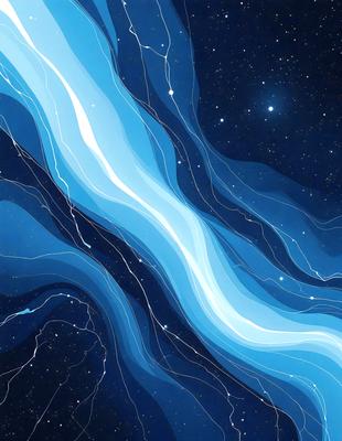 The primary subject of the image is a blue and white swirling pattern, which appears to be a digital art or illustration. The setting is a dark blue background, which contrasts with the swirling pattern. The visual style is a combination of digital art and illustration, creating a unique and captivating image. The colors and mood of the image are predominantly dark blue and white, giving it a calm and serene atmosphere.