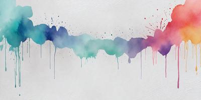 The primary subject of the image is a painting or drawing of a colorful, abstract wave. The setting is a white background, which provides a clean and uncluttered appearance. The visual style is a combination of digital art and illustration, as the wave is depicted in a modern and artistic manner. The dominant colors in the painting are a mix of blue, green, and purple, creating a vibrant and lively atmosphere.