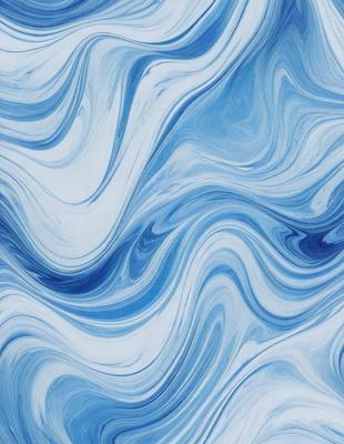 The primary subject of the image is a blue and white swirling pattern, which appears to be a painting or a digital artwork. The setting is a blue and white background, which complements the swirling pattern. The visual style is a mix of artistic and digital elements, creating a unique and eye-catching design. The colors and mood of the image are predominantly blue and white, giving it a calm and soothing atmosphere.