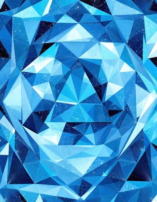 The primary subject of the image is a blue, geometric pattern that resembles a diamond or a crystal. The setting is a blue background, which complements the blue diamond pattern. The visual style is digital art, as the pattern is created using a computer program. The dominant colors are blue, and the overall atmosphere is calm and serene.