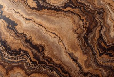 The primary subject of the image is a close-up of a wooden surface with a unique and intricate pattern. The setting is a wooden table, and the visual style appears to be a close-up of a natural material. The colors and mood of the image are predominantly earthy tones, giving it a natural and organic feel.