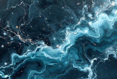 The primary subject of the image is a blue and white galaxy, which is the main object, scene, or focus of the image. The setting or background is a dark, star-filled sky, with the galaxy being the most prominent feature. The visual style of the image is digital art, as it is a detailed and intricate representation of the galaxy. The colors and mood of the image are predominantly blue and white, with a sense of wonder and awe, as the galaxy is a vast and beautiful celestial phenomenon.