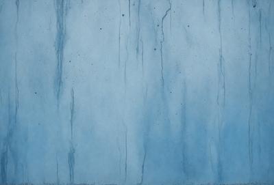 The primary subject of the image is a blue wall with a pattern of dripping paint. The setting is a room with a blue wall, and the visual style is a painting or drawing. The dominant colors are blue and white, and the overall atmosphere is artistic and creative.