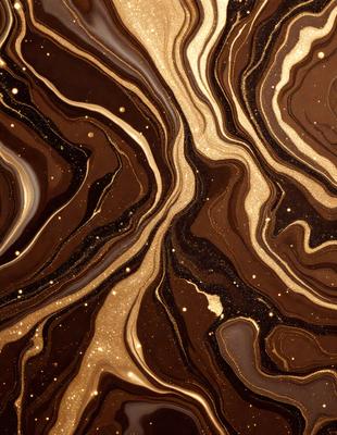The primary subject of the image is a close-up of a marbled surface, possibly a piece of wood or a stone. The setting is a dark room, and the visual style appears to be a photo. The colors and mood of the image are predominantly dark, with a few gold accents, creating a moody and dramatic atmosphere.