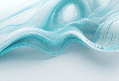 The primary subject of the image is a blue and white wave, which is the main focus of the scene. The wave is depicted in a digital art style, giving it a unique and visually appealing appearance. The setting is a white background, which provides a clean and minimalist look to the image. The overall atmosphere is one of calmness and tranquility, as the wave gently rises and falls on the surface.