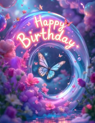 The primary subject of the image is a butterfly, which is the main object, scene, or focus of the image. The butterfly is depicted in a purple and pink color scheme, which gives the image a warm and vibrant atmosphere. The setting or background of the image features a purple and pink flower, adding to the overall visual style and color palette. The image is a digital art or illustration, showcasing the artist's creativity and attention to detail.