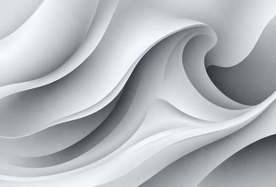 The primary subject of the image is a large, white wave. The wave is depicted in a pattern, giving it a unique and artistic appearance. The setting is a white background, which provides a clean and minimalist look to the image. The visual style is a combination of digital art and illustration, creating a dynamic and engaging scene. The dominant colors are white and gray, which contribute to the overall mood of the image, evoking a sense of calmness and tranquility.