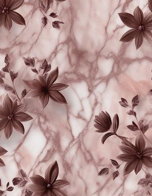 The primary subject of the image is a close-up of a marble wall with a pattern of flowers on it. The setting is a marble wall, and the visual style is a close-up of the marble wall. The colors and mood of the image are predominantly brown and pink, giving it a warm and natural atmosphere.