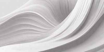 The primary subject of the image is a large, curved, and folded piece of white paper. The paper appears to be a sculpture or a piece of art, with a creative and intricate design. The setting is a white background, which highlights the paper sculpture and emphasizes its artistic qualities. The visual style of the image is a combination of digital art and illustration, showcasing the paper's unique form and texture. The colors and mood of the image are predominantly white, giving it a clean, minimalist, and elegant appearance.
