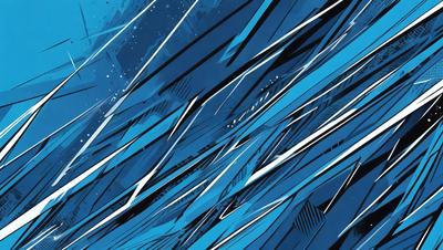 The primary subject of the image is a blue and white patterned background. The setting is a blue sky, and the visual style is a combination of digital art and illustration. The colors and mood of the image are predominantly blue and white, creating a calm and serene atmosphere.