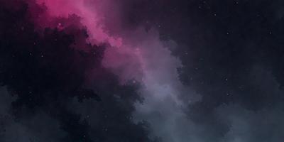 The primary subject of the image is a cloudy purple sky with a few stars visible. The setting is a nighttime sky, and the visual style is a combination of digital art and illustration. The colors and mood of the image are predominantly purple and dark, creating a moody and atmospheric scene.