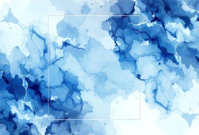 The primary subject of the image is a blue and white painting or drawing of a cloudy sky. The setting is a white background, which provides a clean and minimalist appearance. The visual style is a combination of digital art and traditional painting techniques, creating a unique and artistic representation of the cloudy sky. The dominant colors are blue and white, which evoke a sense of calmness and tranquility.