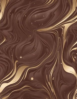 The primary subject of the image is a close-up of a chocolate-covered cake with a swirled pattern. The cake is displayed on a table, and the setting appears to be a dining table. The visual style of the image is a close-up of the cake, showcasing its texture and details. The colors and mood of the image are predominantly brown, with the chocolate cake being the main focus.