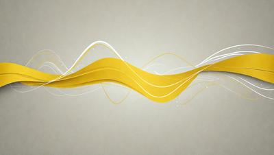 The primary subject of the image is a yellow and white wave, which is the main focus of the scene. The wave is depicted in a digital art style, giving it a modern and visually appealing appearance. The setting is a gray background, which contrasts with the vibrant colors of the wave. The overall atmosphere of the image is dynamic and energetic, as the wave appears to be in motion.