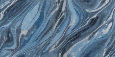 The primary subject of the image is a blue and white marbled tile. The setting is a blue and white marbled tile surface, which serves as the background. The visual style is a close-up of the marbled tile, showcasing its intricate patterns. The colors and mood of the image are predominantly blue and white, creating a calm and serene atmosphere.