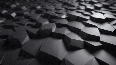 The primary subject of the image is a black and white patterned surface, which appears to be a textured wall or a black and white photo. The setting is a dark room, and the visual style is a combination of a photo and a digital artwork. The dominant colors are black and white, and the overall atmosphere is somewhat mysterious and intriguing.