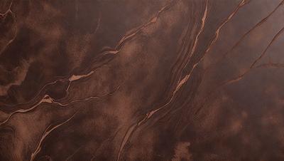 The primary subject of the image is a brown marble-like surface with a pattern of swirls and waves. The setting is a close-up of the surface, showcasing its intricate design. The visual style is a realistic representation of the marble, capturing its natural texture and patterns. The colors and mood of the image are warm and earthy, with the brown marble creating a sense of depth and richness.