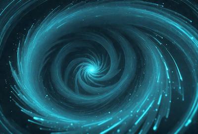 The primary subject of the image is a spiral pattern, which is the main object, scene, or focus of the image. The spiral pattern is set against a blue background, creating a visually striking and vibrant scene. The spiral pattern is depicted in a digital art style, giving it a modern and dynamic appearance. The overall atmosphere of the image is energetic and captivating, with the blue hues adding a sense of depth and tranquility.