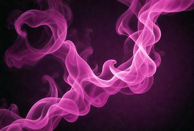 The primary subject of the image is a purple smoke or vapor, which appears to be a digital art or illustration. The setting is a dark background, and the visual style gives the impression of a surreal or artistic scene. The colors and mood of the image are predominantly purple, creating a mysterious and intriguing atmosphere.