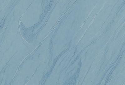 The primary subject of the image is a blue marble wall with a pattern of swirls and waves. The setting is a room with a blue background, and the visual style is a close-up of the marble wall. The dominant colors are blue and white, creating a calm and serene atmosphere.