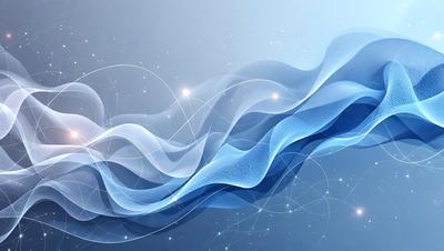 The primary subject of the image is a blue, flowing, and swirling pattern. The setting is a blue background, which creates a sense of depth and contrast. The visual style is a combination of digital art and illustration, giving the image a unique and artistic appearance. The dominant colors are blue and white, creating a calming and serene atmosphere.