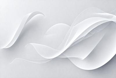 The primary subject of the image is a white paper with a pattern of swirls and curves. The paper appears to be a piece of art or a decorative item. The setting is a white background, which provides a clean and minimalist appearance. The visual style is a combination of digital art and illustration, as the paper's pattern is intricately designed and the overall composition is artistic. The colors and mood of the image are predominantly white, giving it a clean, minimalist, and serene atmosphere.