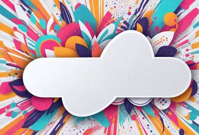 The primary subject of the image is a white cloud with a pink and blue background. The cloud is placed in the center of the image, surrounded by a vibrant and colorful background. The visual style of the image is a combination of digital art and illustration, creating a unique and eye-catching design. The colors and mood of the image are lively and cheerful, with the pink and blue hues adding a sense of warmth and energy to the scene.