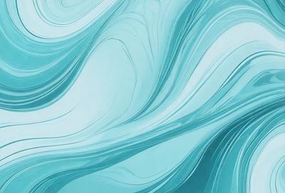 The primary subject of the image is a blue ocean with waves. The setting is the ocean, and the visual style is a digital art or illustration. The dominant colors are blue and white, creating a calm and serene atmosphere.