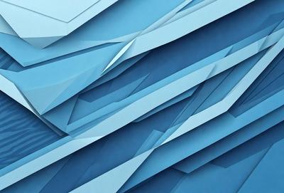 The primary subject of the image is a blue and white geometric pattern. The setting is a blue background, and the visual style appears to be a digital art or illustration. The dominant colors are blue and white, creating a calm and soothing atmosphere.