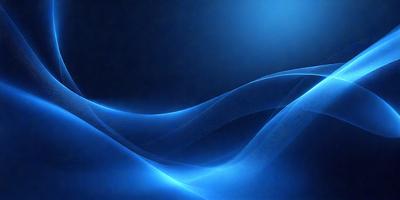 The primary subject of the image is a blue wave, which is the main focus of the scene. The setting is a dark blue background, creating a contrasting and dramatic effect. The visual style is a digital art or illustration, as the wave appears to be a digital representation of a natural phenomenon. The colors and mood of the image are predominantly blue, with a sense of depth and movement conveyed through the wave's shape and the dark background.