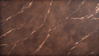 The primary subject of the image is a brown marble-like surface with a pattern of swirls and waves. The setting is a room with a brown leather wall, which adds to the overall atmosphere. The visual style is a close-up of the marble-like surface, showcasing its intricate pattern. The colors and mood of the image are warm and earthy, with the brown marble and leather creating a sense of luxury and sophistication.