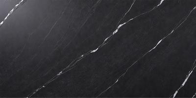 The primary subject of the image is a black marble countertop. The setting is a kitchen, with the countertop being the main focus of the scene. The visual style is a close-up of the marble countertop, showcasing its texture and details. The colors and mood of the image are predominantly dark, with the black marble countertop being the main source of contrast and visual interest.