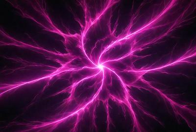 The primary subject of the image is a bright pink light, which appears to be a neon light or a purple light with a pink hue. The light is surrounded by a dark background, creating a striking contrast. The visual style of the image is a close-up of the light, emphasizing its vibrant color and unique appearance. The colors and mood of the image are predominantly pink and purple, giving it a lively and energetic atmosphere.