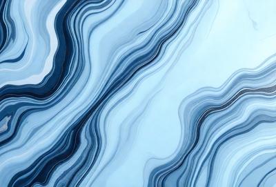 The primary subject of the image is a blue and white marbled pattern, which is the main object, scene, or focus of the image. The setting or background is a blue and white marbled surface, which is visible. The visual style of the image is a photo, as it is a real-life photograph of the marbled surface. The dominant colors in the image are blue and white, creating a calm and serene atmosphere.